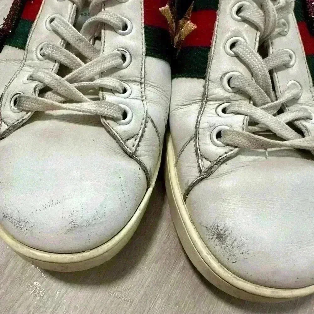 Gucci White Leather Ace Sneakers Lightning Bolt Star Red Green Mens Size 8G - Picture 3 of 14
